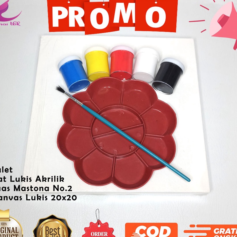 

KI3 Kanvas Lukis K2 2 Buah kanvas lukis 2x2 5 Cat Free 1 Palet 1 Kuas Mastona No2