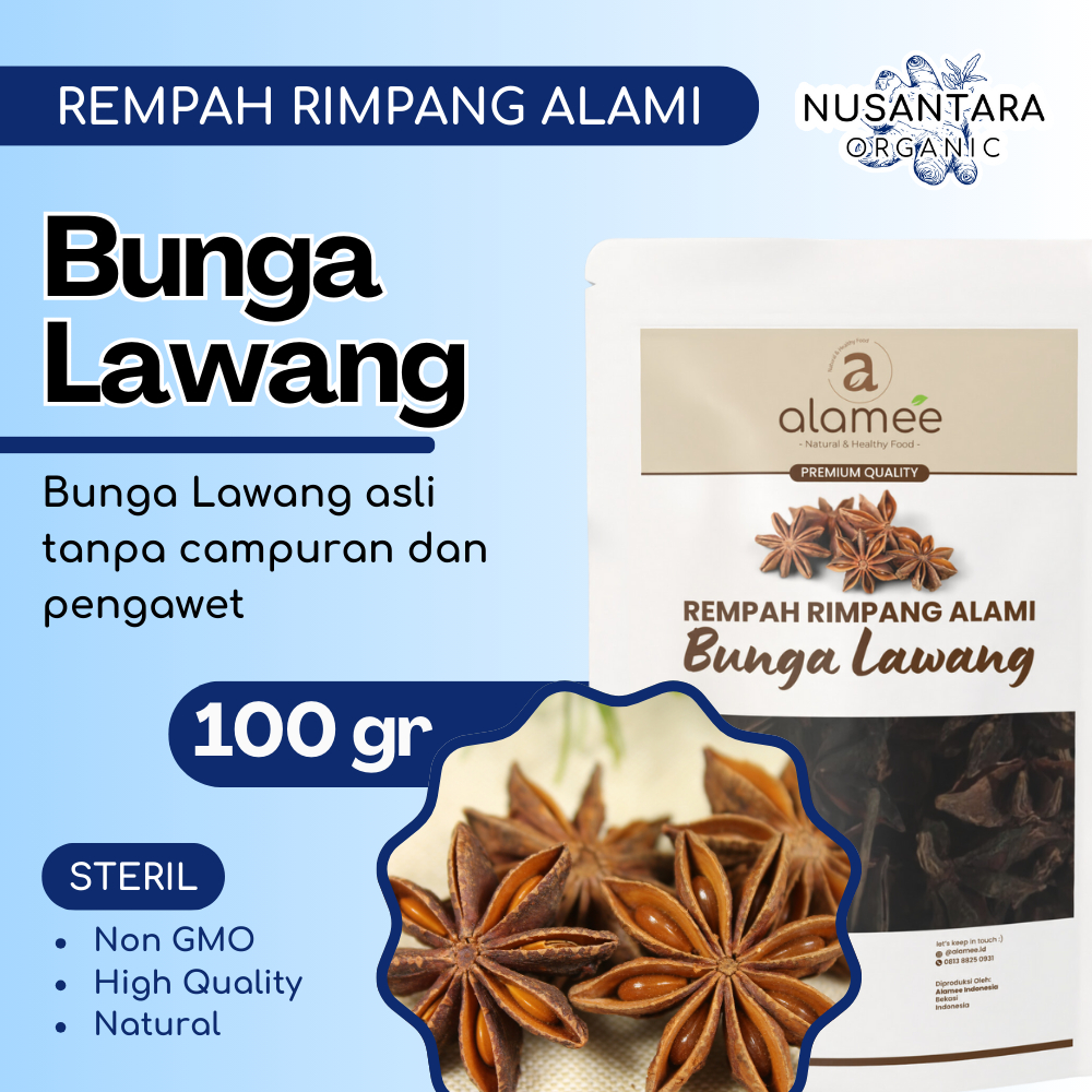 

ALAMEE Bunga Lawang Kering 100 gram Pekak Star Anise Rempah Organik Bumbu Alami
