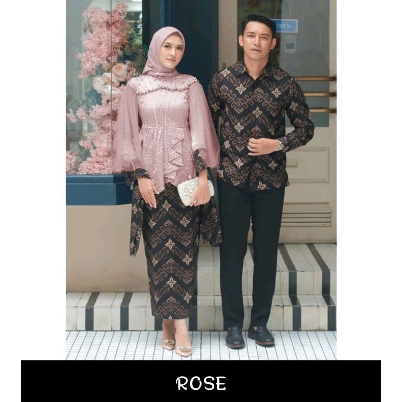 set couple setelan ayah ibu pria wanita baju kebaya kemeja laki laki