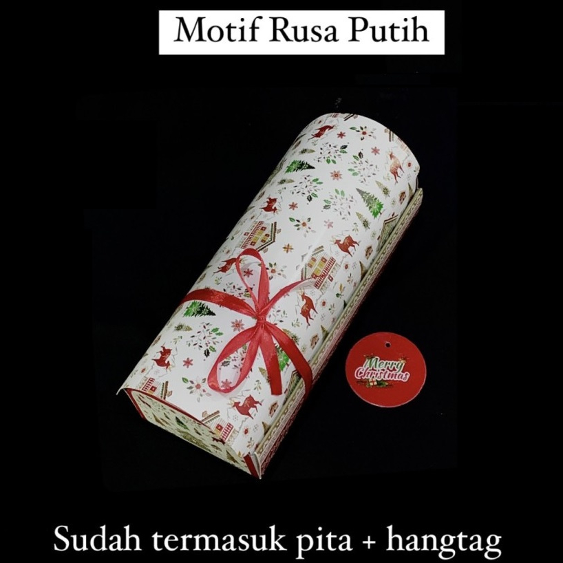 

5 Pcs Box Natal Roll Cake 30x10x9 Cm Dus Kue Bolu Gulung Christmas Kotak Toples Tabung 800 Ml