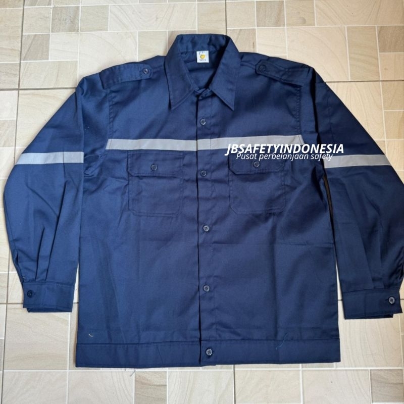 BAJU KERJA PRIA LENGAN PANJANG WARNA NAVY - WEARPACK SAFETY ATASAN LENGAN PANJANG