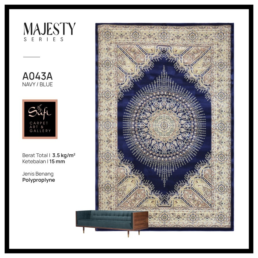 Karpet Lantai Jumbo Permadani Klasik Tebal Mewah Turki Majesty A043A 300x400
