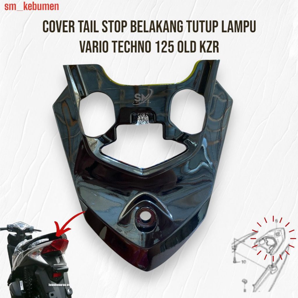 cover center rear cover stop tail sambungan body belakang vario techno 125 fi old kzr