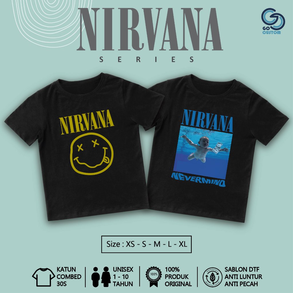 Kaos Anak Band NIRVANA Usia 1-10 Tahun - Baju Anak Distro Laki Laki Perempuan Band Metal Punk Rock