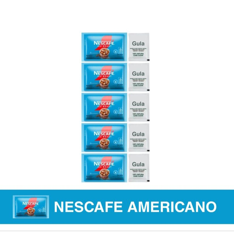 

NESCAFE Americano Ice Roast Kopi Instan + Gula 5 x 10 g