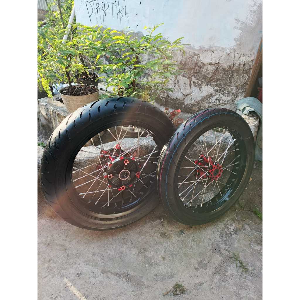 Wheelset Supermoto CRF Ring 17 Ban Dunlop Baru Roda Set SUMO CRF 150 L Murah