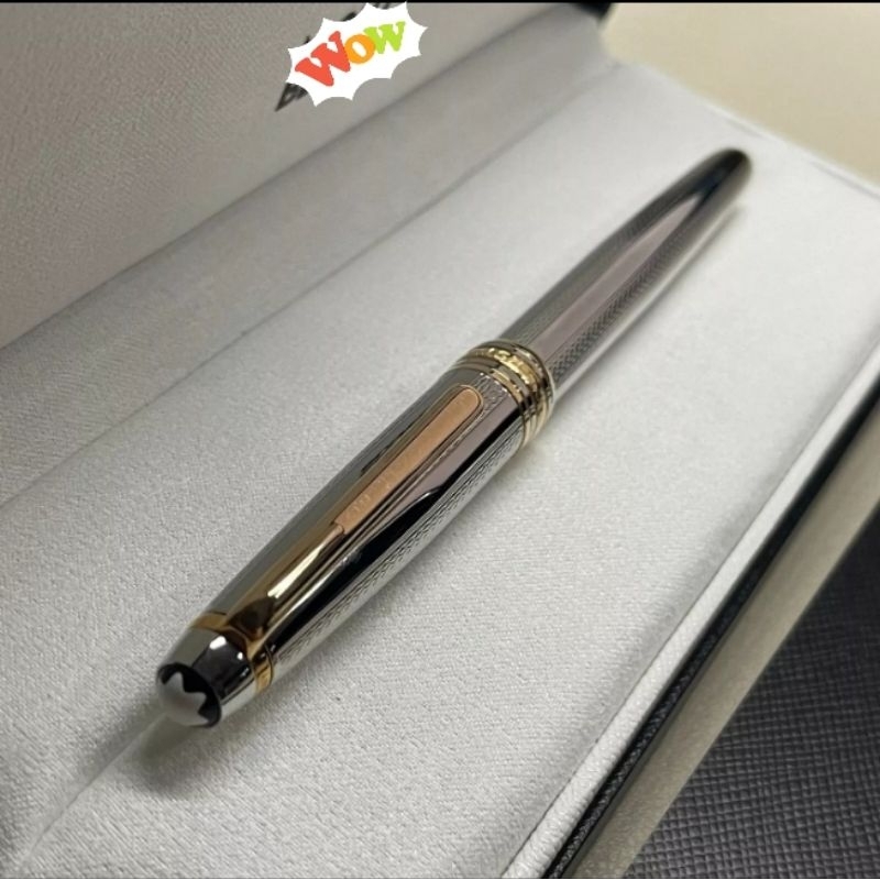 

Ballpoint Mewah MonBleng Meisterstuk Silver Brush Roller Ball Lengkap Dengan Box Exlusive