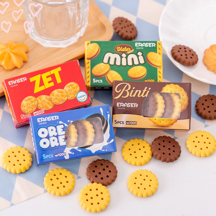 

Penghapus Pensil 5in1 Bentuk Snack Biskuit Cookies