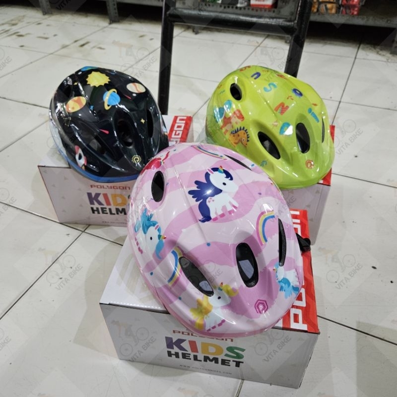HELMET KIDS / HELM SEPEDA ANAK MERK POLYGON MOTIF BARU dan ORIGINAL SKATE BOARD, SEPATU RODA