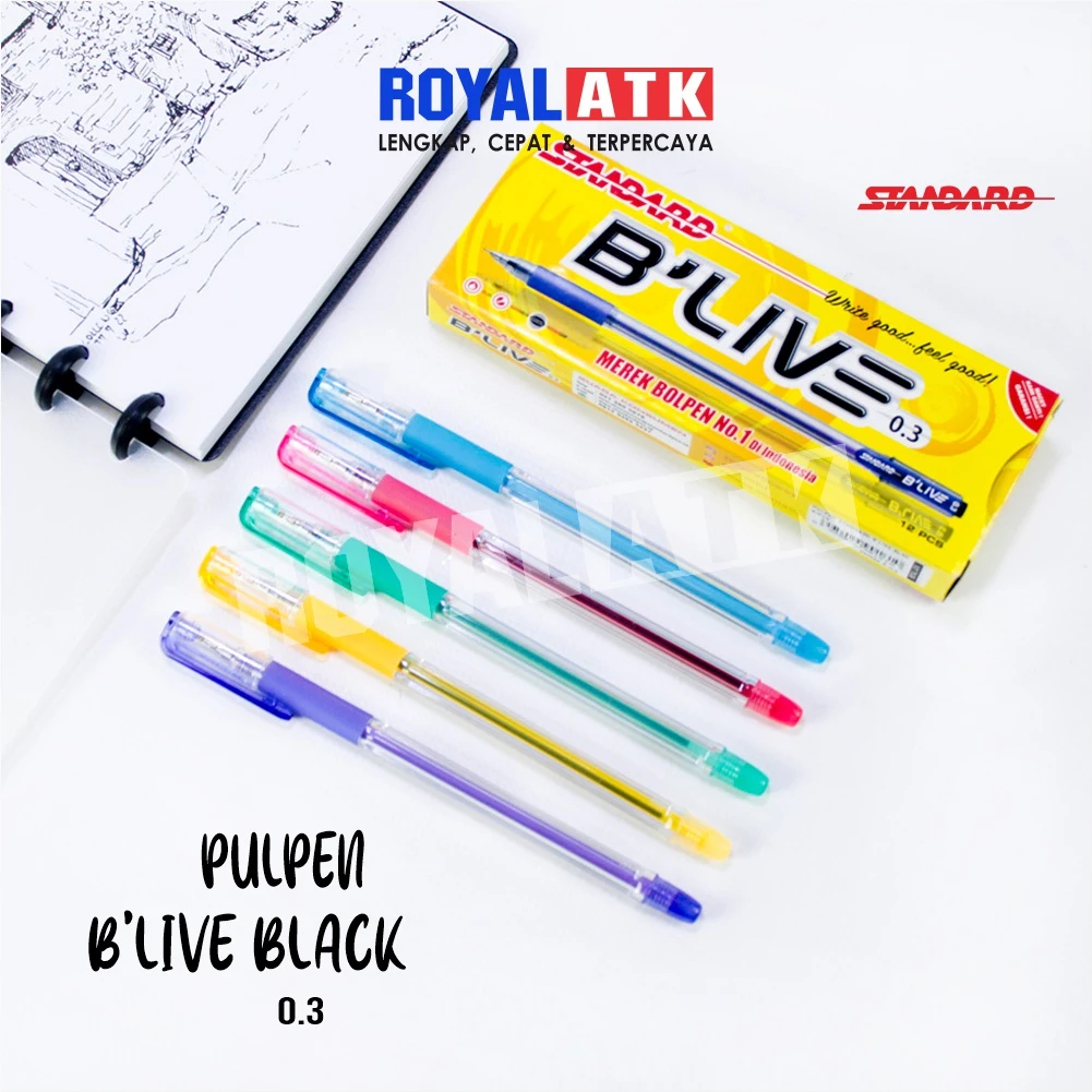 

Pulpen / Bolpoin Standard B'live Black Cover Warna