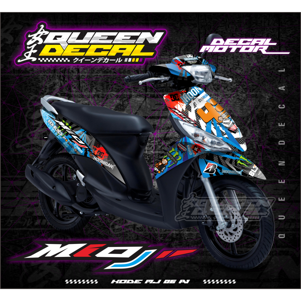 Aksesoris Body Motor Full Body Desain Bisa Custom / Stiker Motor Mio J Bahan Premium - MJ