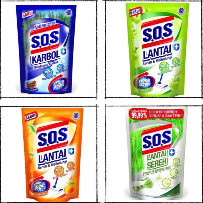 SOS Lantai , Cairan Pembersih Lantai SOS 725 ml dan 675ml
