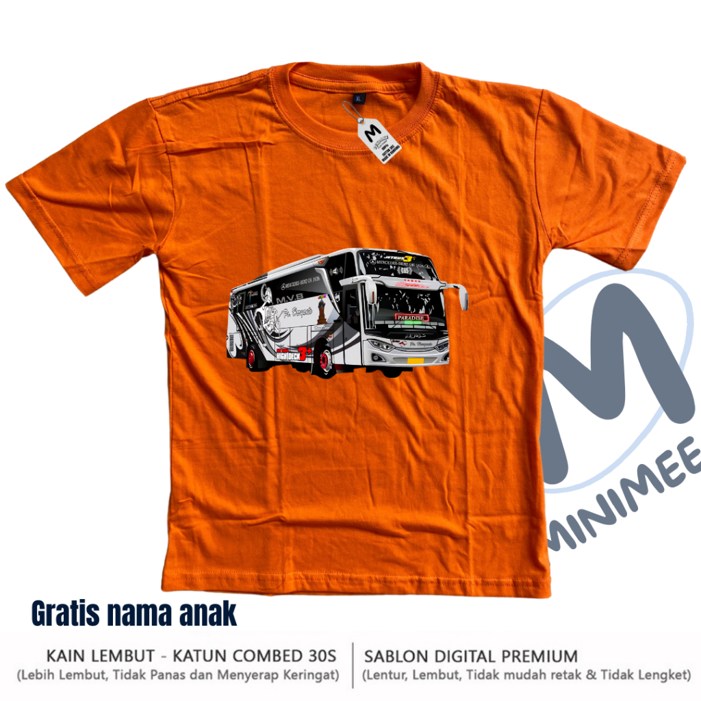 Kaos Anak BUS HARYANTO Anak Baju Anak BUS Viral 12345678913thn Bahan Catton Combed 30s