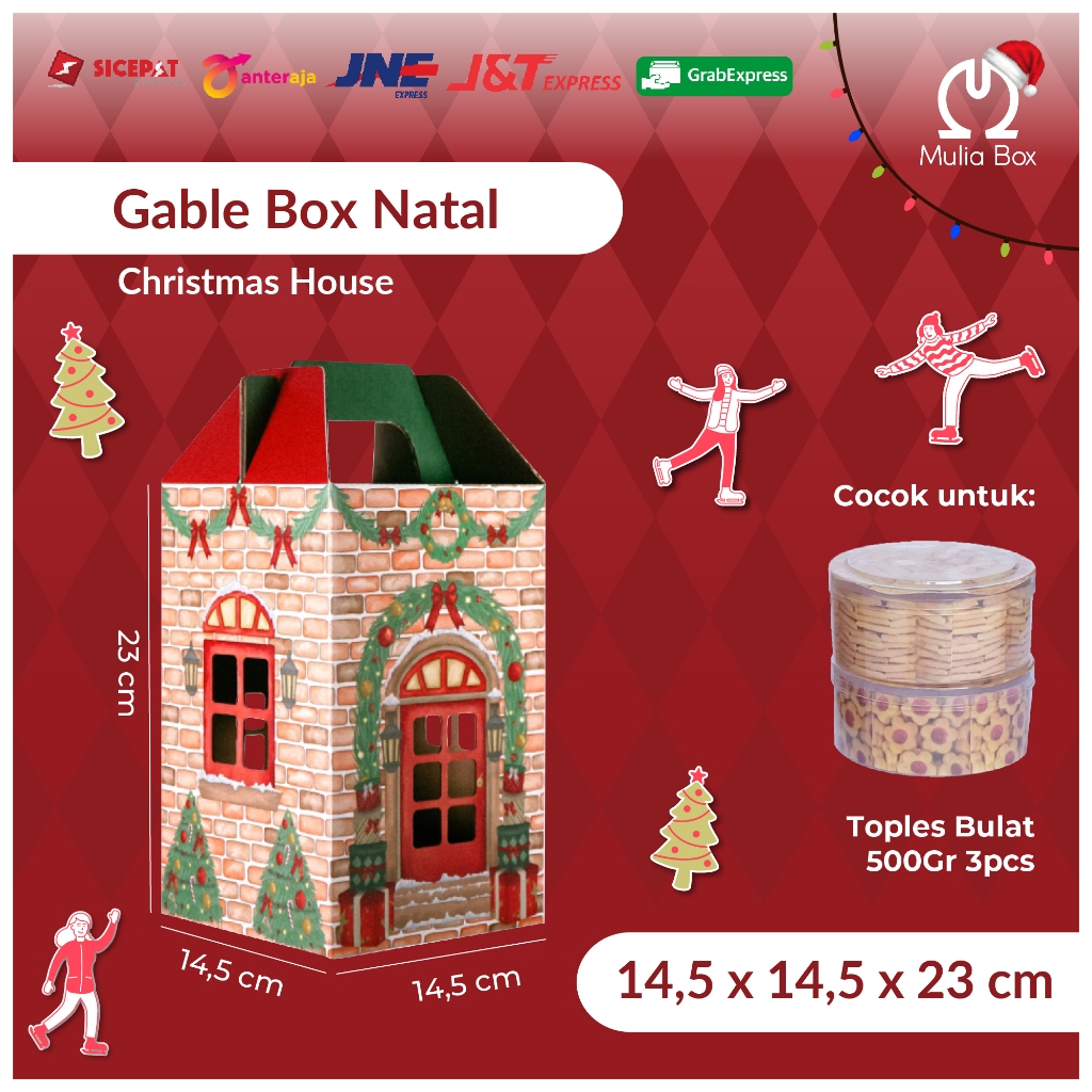 

Dus Natal Christmas Box Gable 14,5 x 14,5 x 23 cm ( BUNDLE 5 PCS ) / Corrugated Box Packaging Die Cut Mailer Hampers Natal