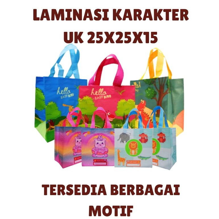 

1 LUSIN - Goodie Bag Handle Box Laminasi Animasi Karakter UK 25X25X15 Ketebalan Bahan 75gsm