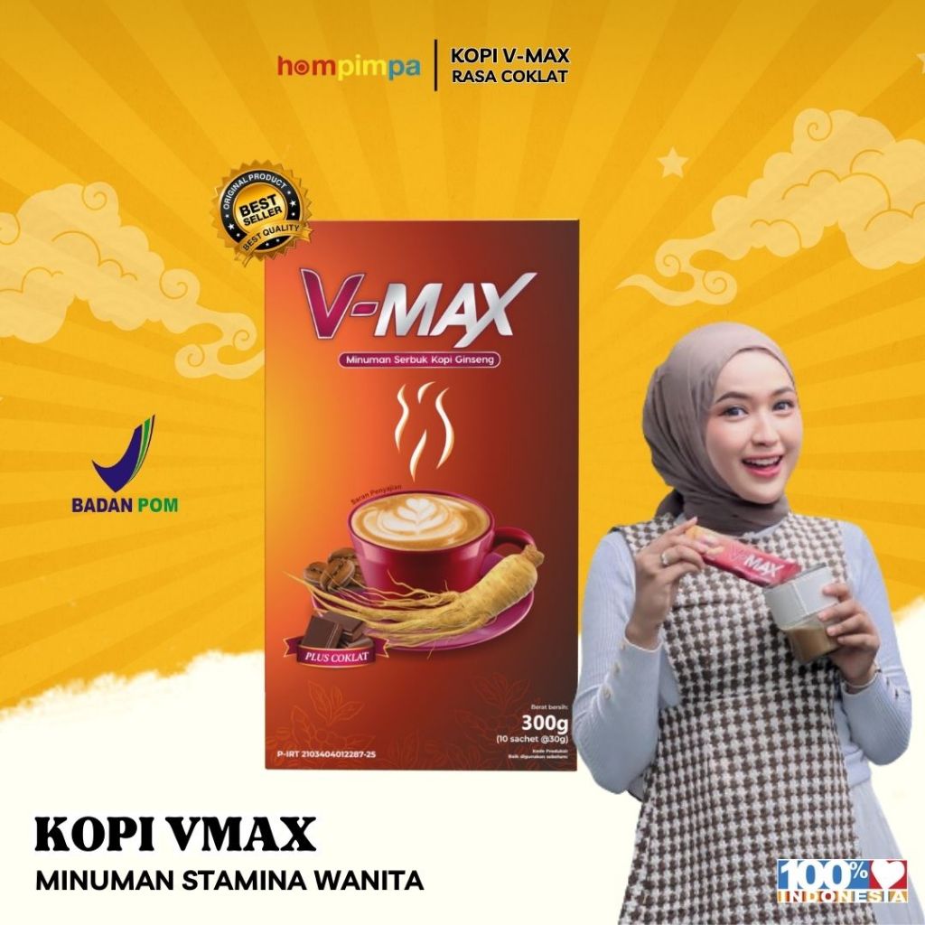 

Kopi V-MAX Stamina Wanita Sensasi Coffe Rasa Coklat ORIGINAL BPOM HALAL