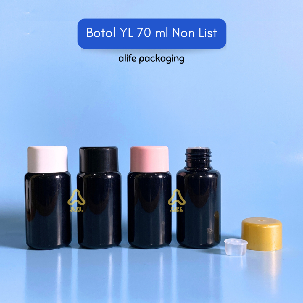 Botol Yardley 70 ml Tutup Polos | Botol YL 70 ml | PET Toner 70 ml Yardley Toner - Botol Hitam