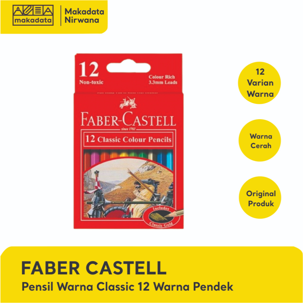 

FABER CASTELL PENSIL/PENCIL WARNA CLASSIC PENDEK 12 WARNA (1 PCS)