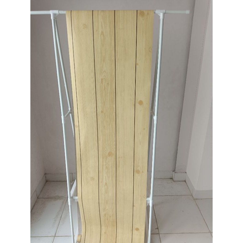 TERMURAH / Wallpaper Sticker Dinding Ukuran 45cmx10m motif Kayu gold cream cy1180/gh298