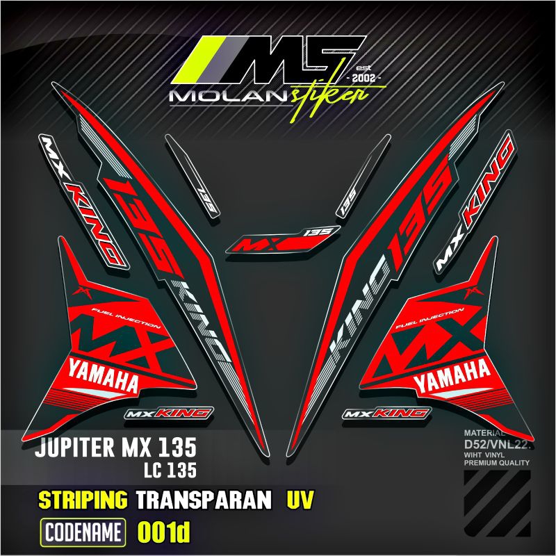 Decal Sticker Striping Variasi Transparan Uv Jupiter Mx 135 New 2011-2016 NJMX Yamaha Lc 135  Excite