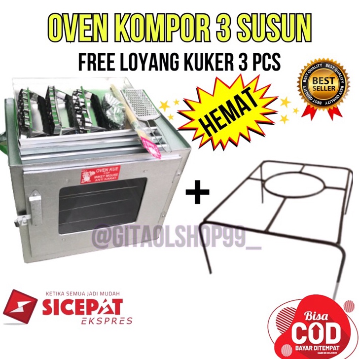 HJ6 Oven Kompor Tangkring 3 Susun Open Kue Kering Anti Karat Kecil  Besi Tangkringan Gratis Loyang K