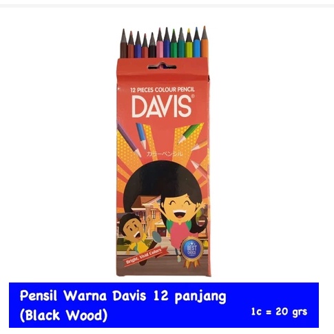 

PENSIL WARNA DAVIS 12 WARNA PANJANG / PENSIL WARNA CAT KAYU