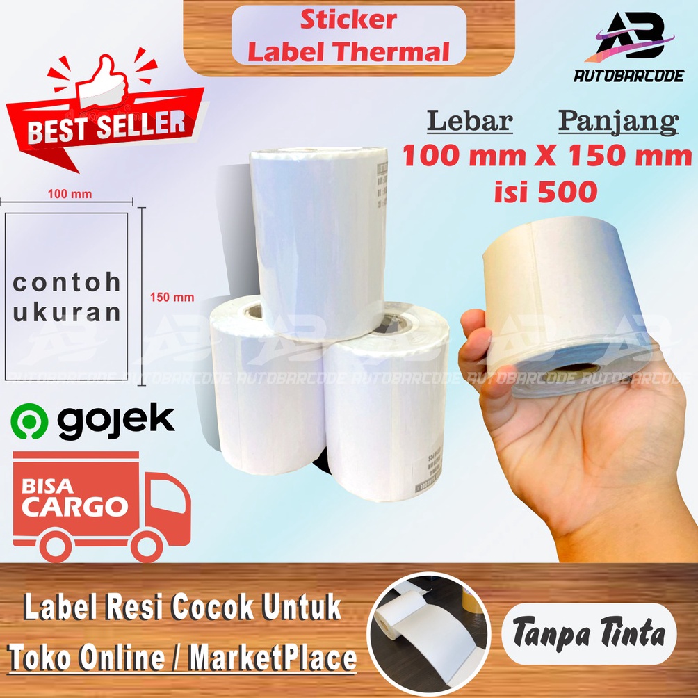 

KODE J65D Label Thermal 1X15 isi 5 Stiker Resi Pengiriman Marketplace Toko Online Sticker 1Line 1X1