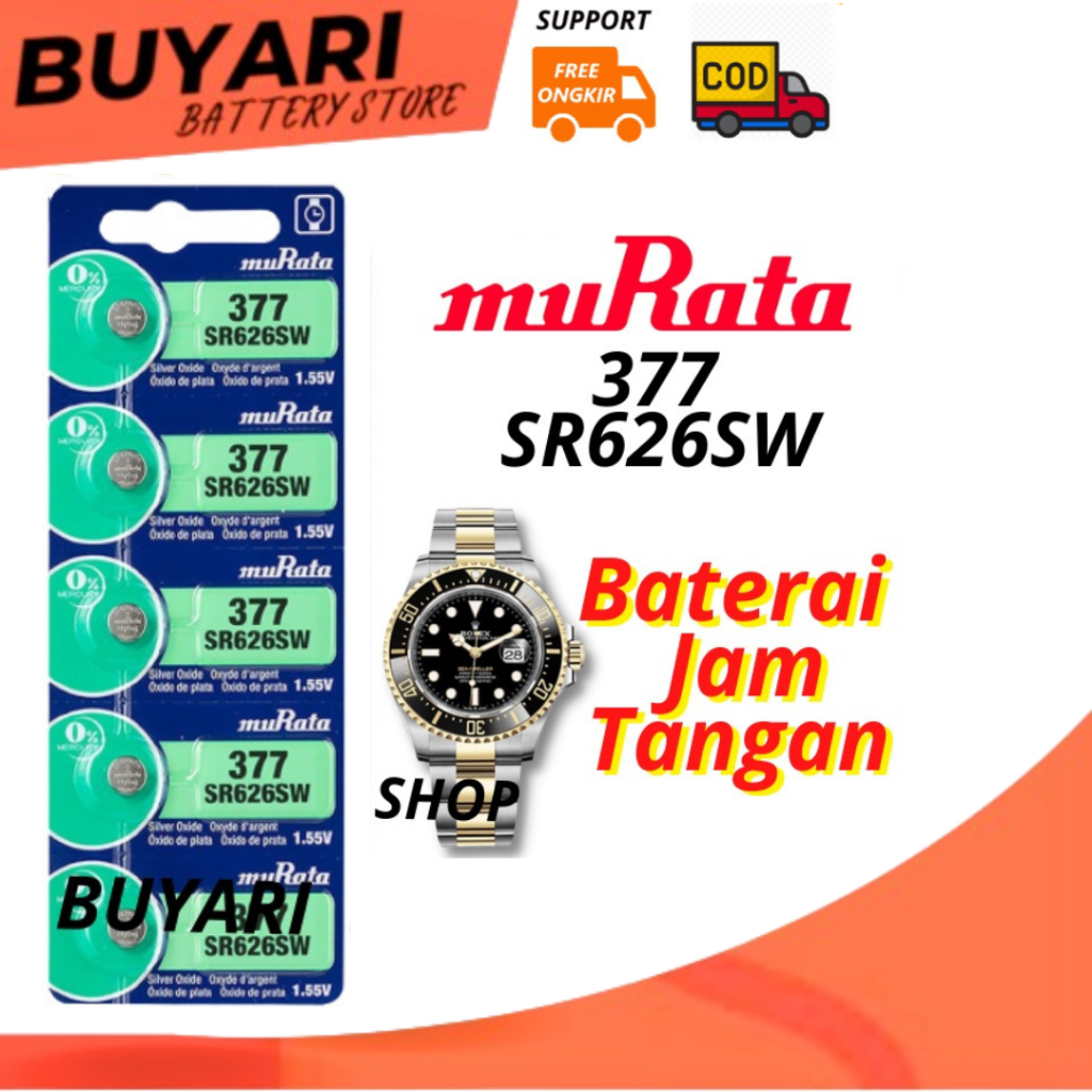 BISA COD Baterai Jam Tangan Murata 377 SR626SW Original LR626 626 377A Batre Jam Tangan Kecil 377 Ba