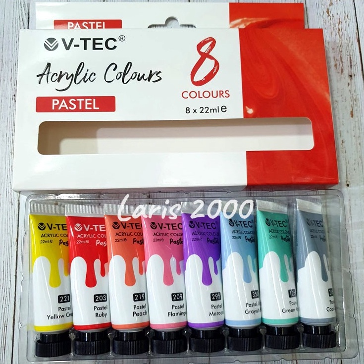 

KODE L19A Cat Akrilik Pastel Metallic Acrylic Paint 8 Warna Vtec