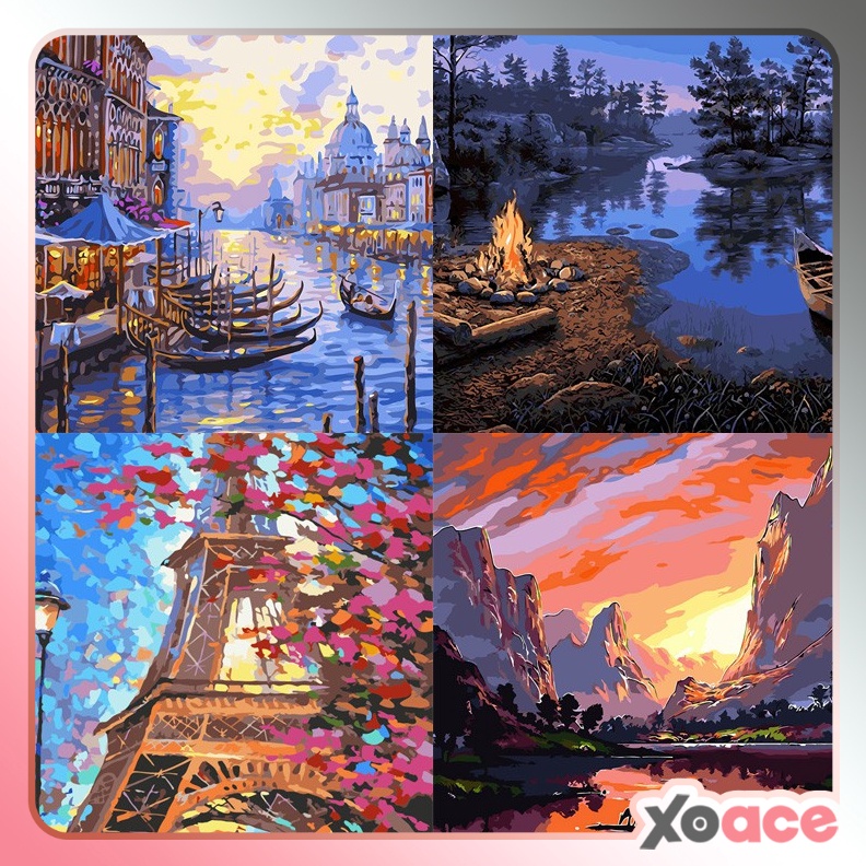 

KODE T66U Canvas Paint By Number Kit Digital Oil Painting DIY Lukisan 4 x 5 Seri A