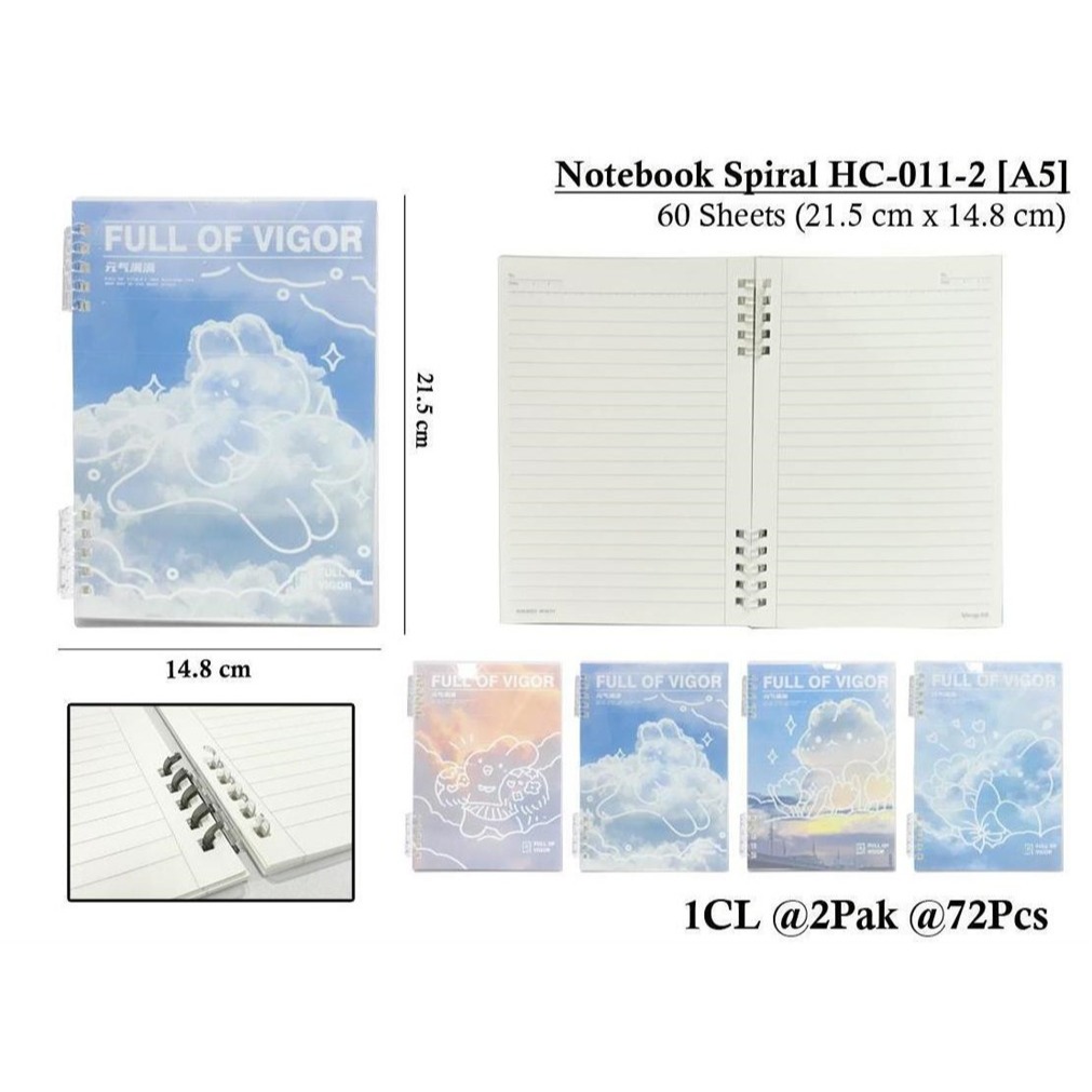 

WENGU NOTEBOOK SPIRAL SOFT RING RABBIT - BUKU CATATAN SPIRAL 80 LEMBAR Hc-011-2 A5 B5