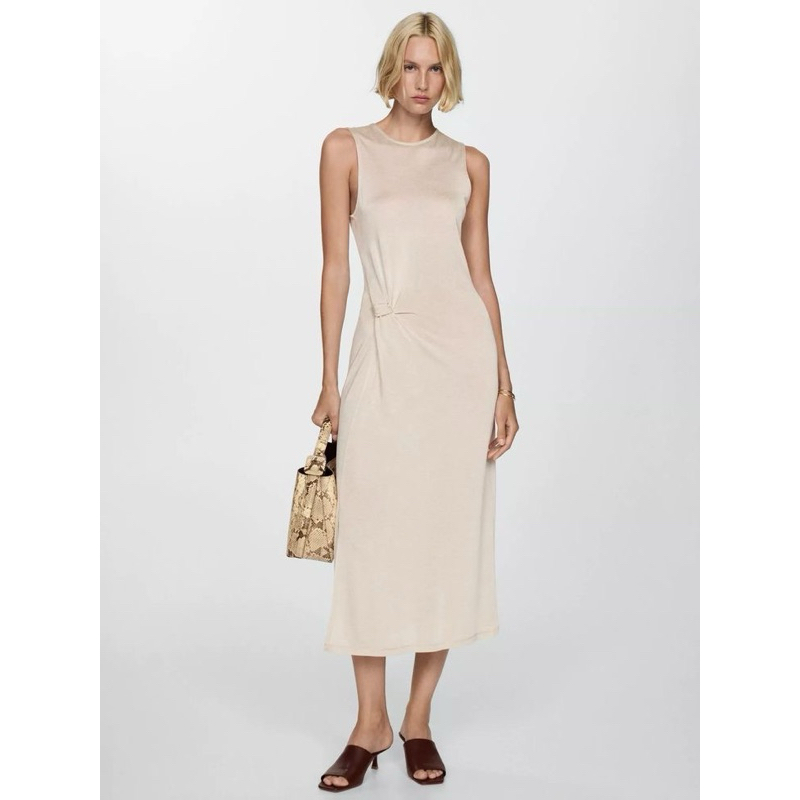 U Neck Dress Light Beige