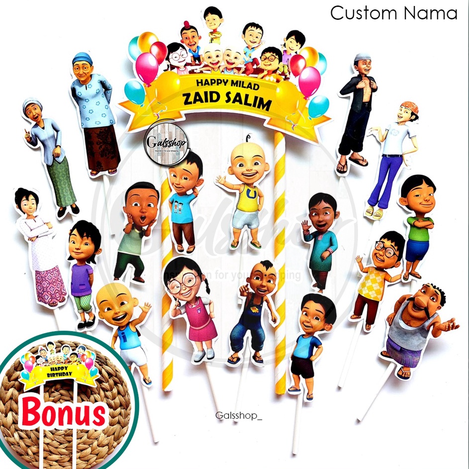 Paling Populer  Custom Nama Foto  Toppercake Plus Upin Ipin Part 2  Hiasan Kue  Cake Topper
