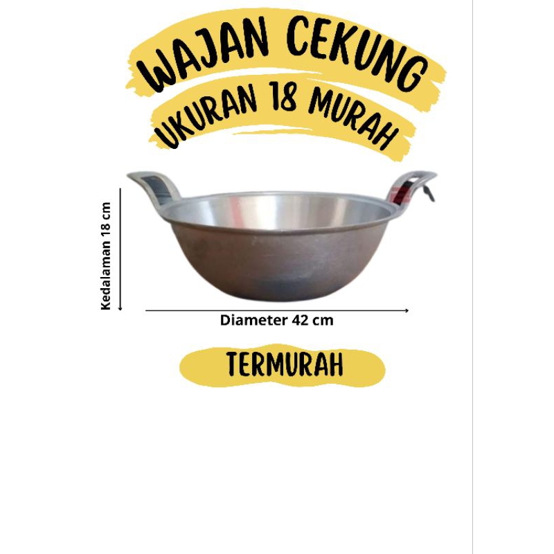 Wajan Cekung No 18 Murah-Wajan Penggorengan Ukuran 18 murah-Wajan Anti Lengket