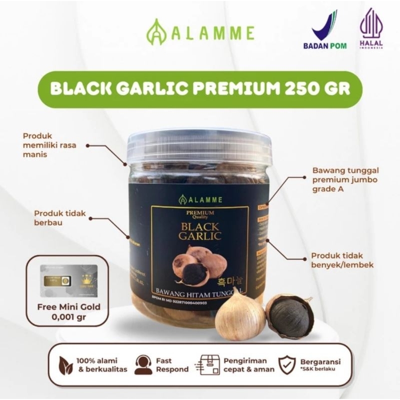 

Black Garlic Bawang Hitam Tunggal Lanang Jumbo Premium Alamme 250 Gram