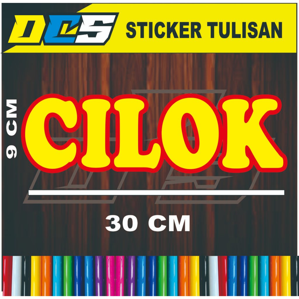 

sticker tulisan cilok huruf dobel sticker tempelan untuk nama jualan