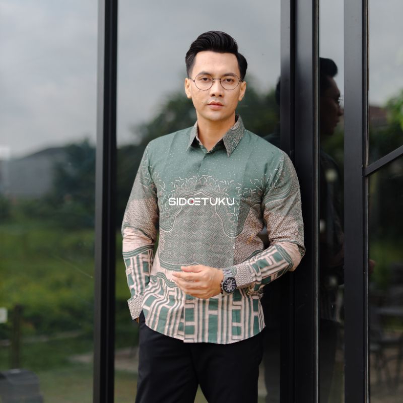 ADINATA SAGE kemeja batik pria lengan panjang slimfit premium