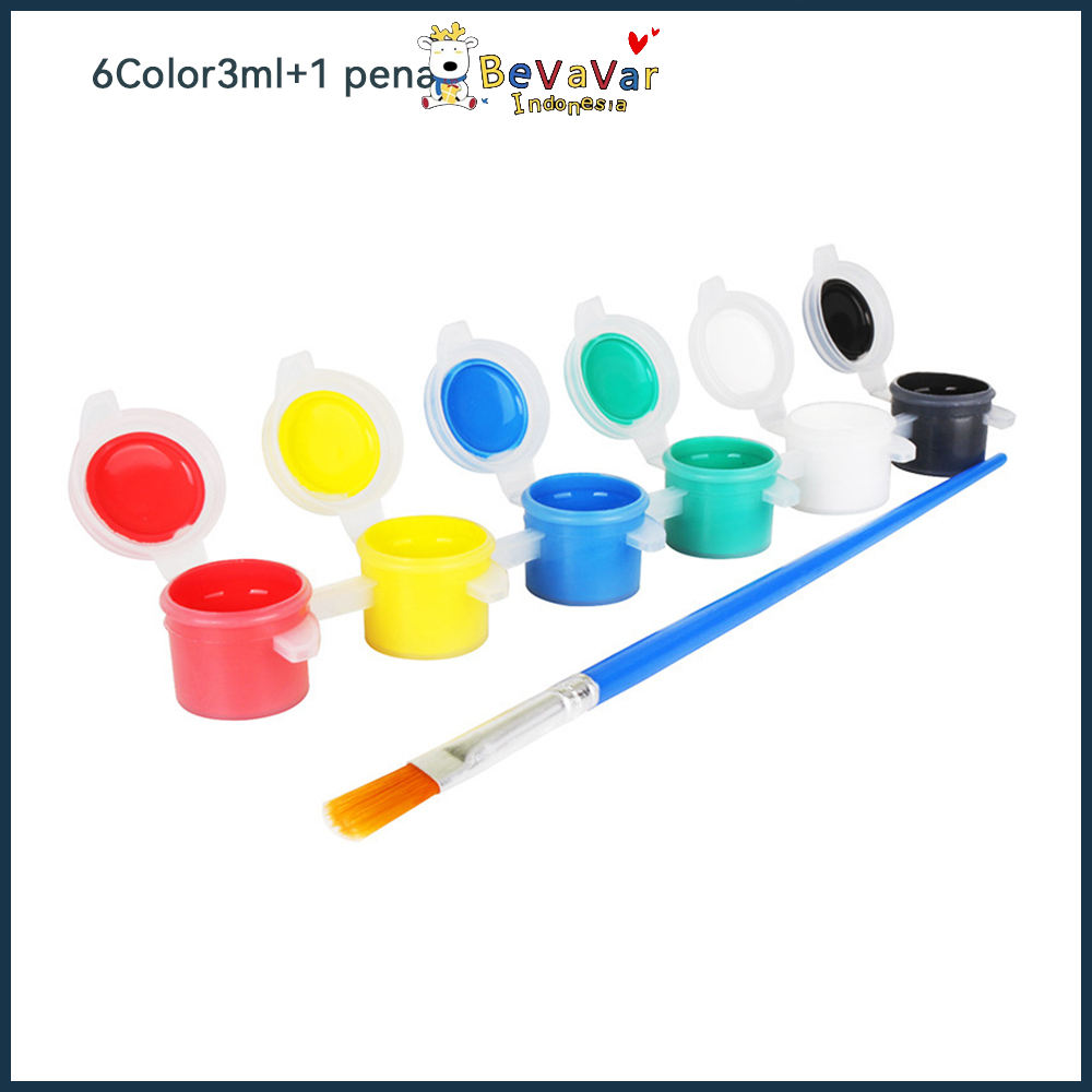 

BEVAVAR 6 Warna/12Warna Pigment Lukisan Gambar Cat Air Anak Dengan Kuas Watercolor Paint Art Supplies