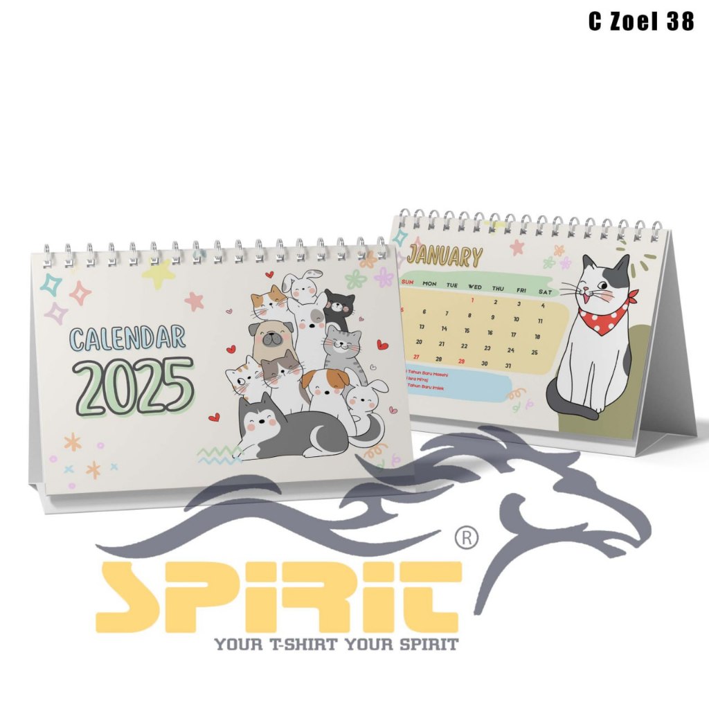 

Kalender Meja 2025 Aesthetic calender duduk gambar animal pencinta kucing lucu unik hiasan meja rumah kantor kamar