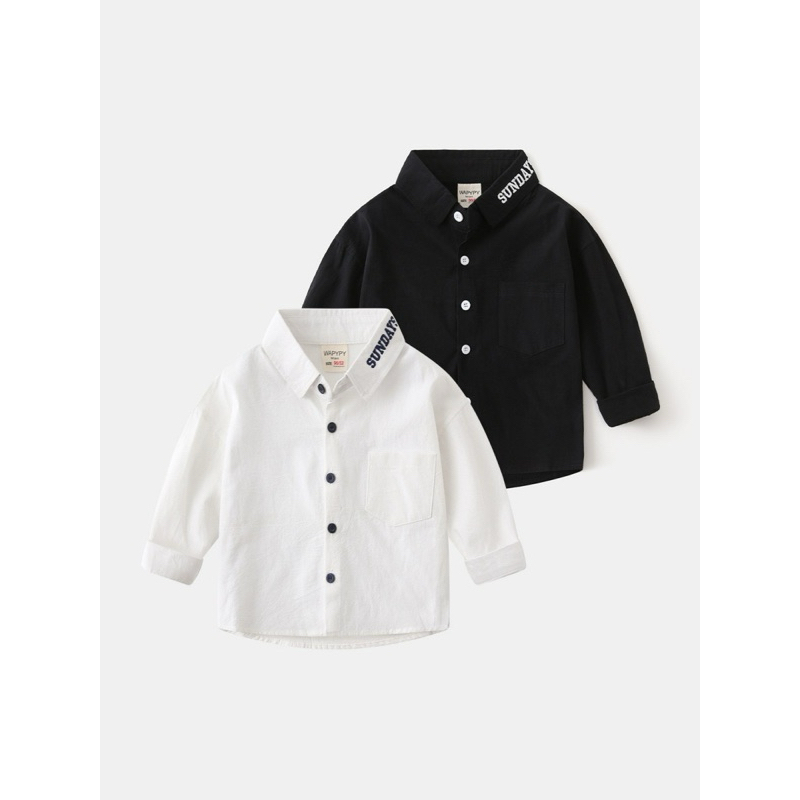 Sundays Shirt/ Kemeja Putih Anak Laki Laki/ Kemeja Hitam Anak Laki Laki/ Kemeja Lengan Panjang Anak 