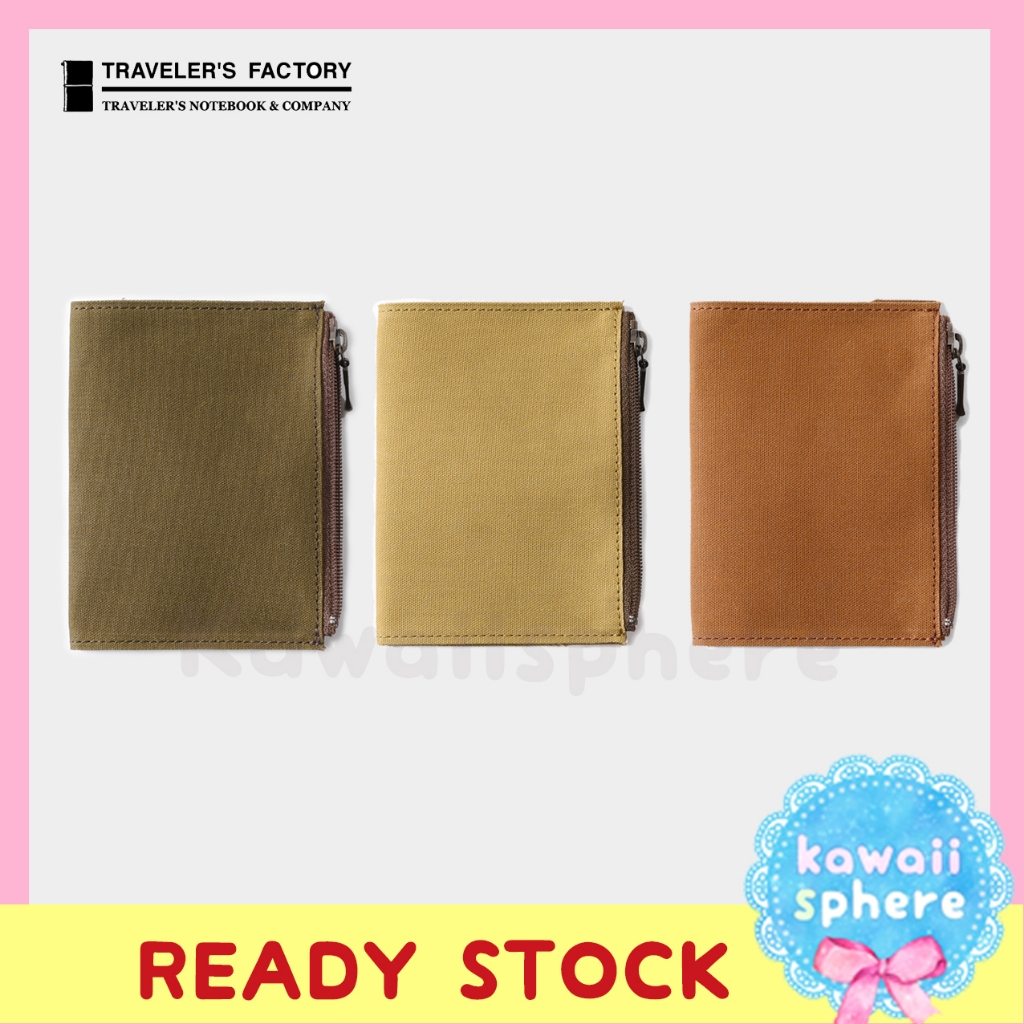 

Traveler's Notebook Cotton Zipper Case Passport Size | Olive / Beige / Tea | Travelers Factory Papercloth Wallet | Ready Stock