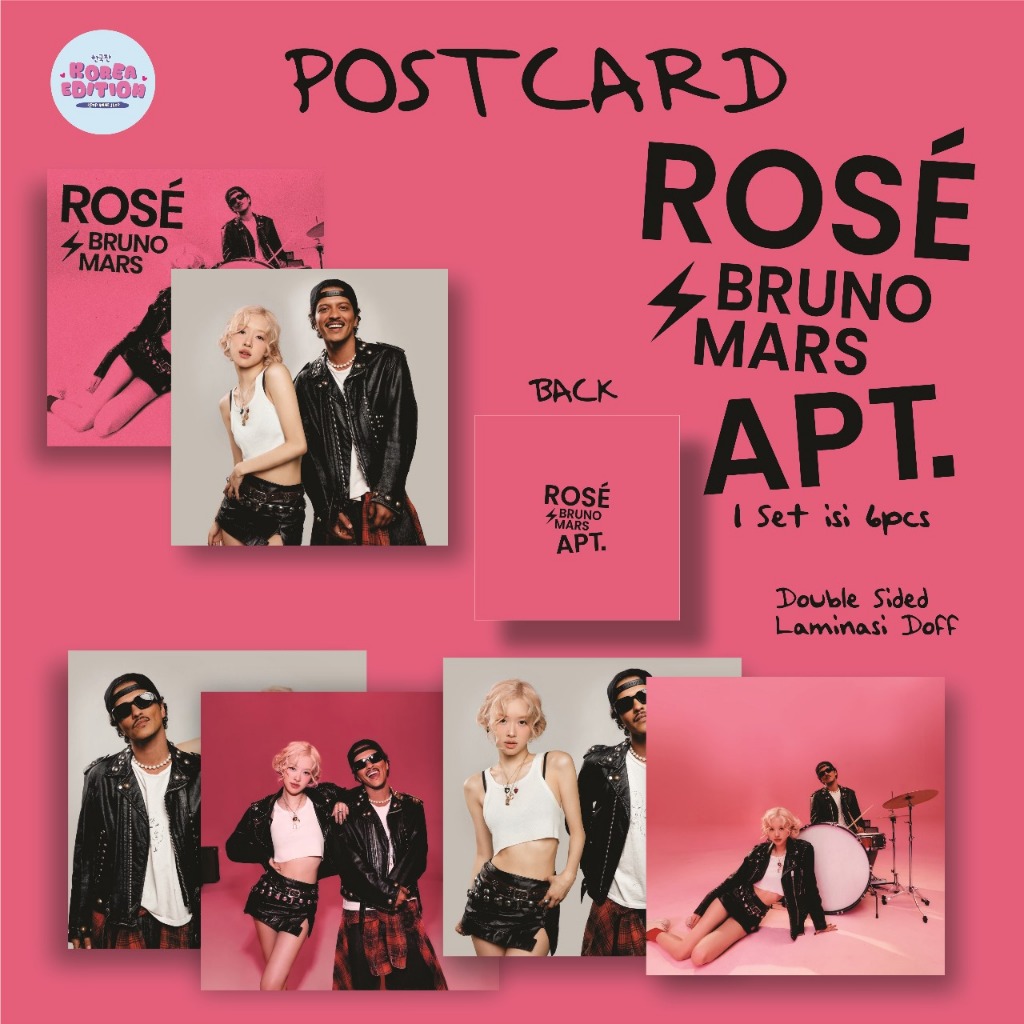 

Postcard APT Rose X Bruno Mars Apartment Blackpink Koleksi Kpop