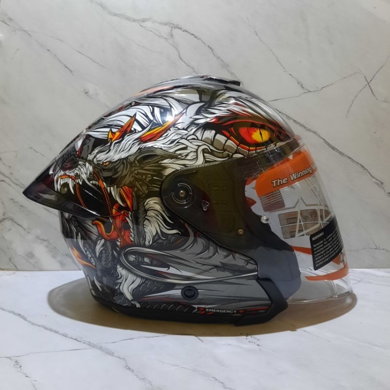 Helm Ink Terra 2 Motif Dragon Half Face