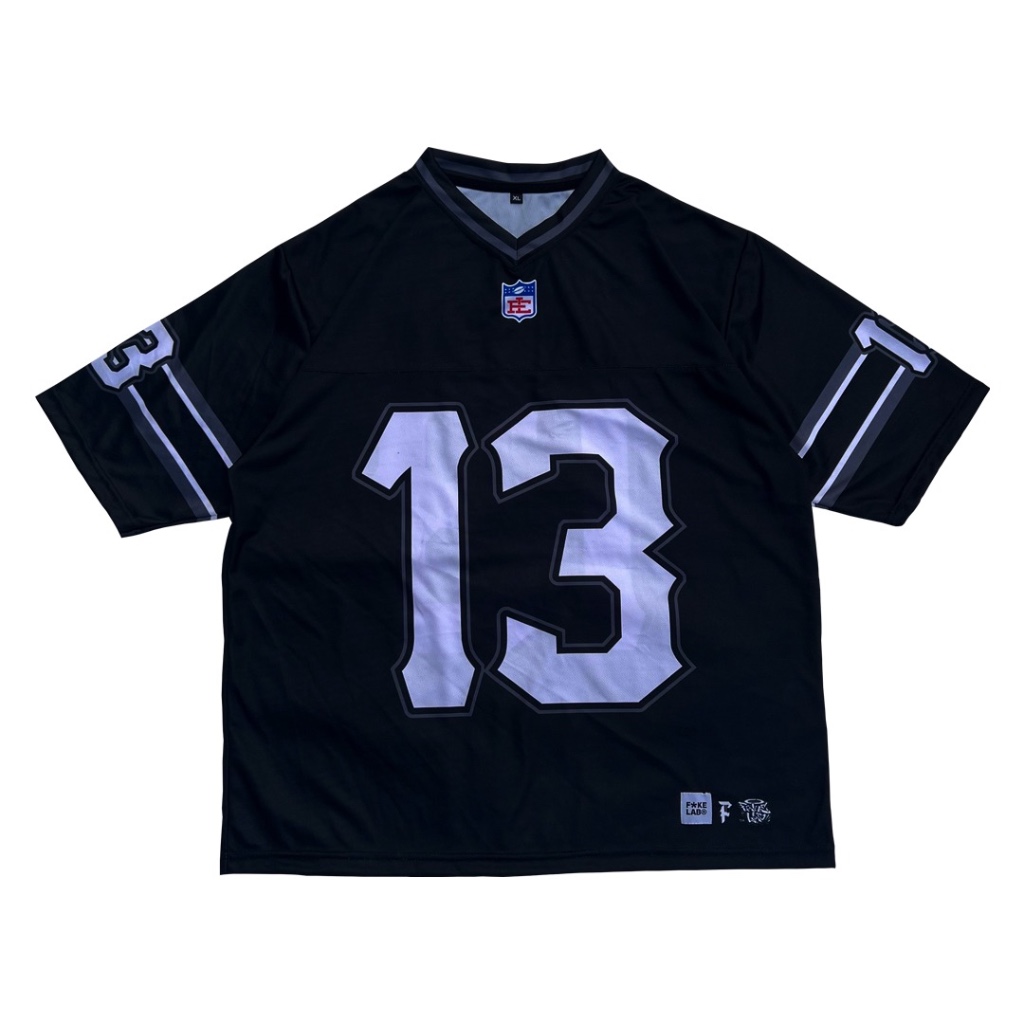 Fakelab Black NFL Jersey Number 13 Boxy / Baseball Hitam / Football / Rugby / Skena / Vintage / Retr