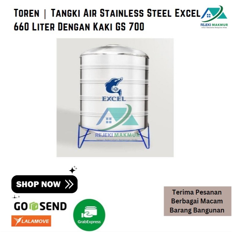 Toren | Tangki Air Stainless Steel Excel 660 Liter Dengan Kaki GS 700