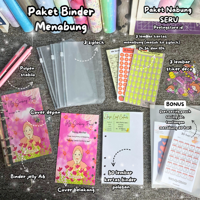 PAKET NABUNG BINDER SERU A6 | PAKET BINDER MENABUNG A6