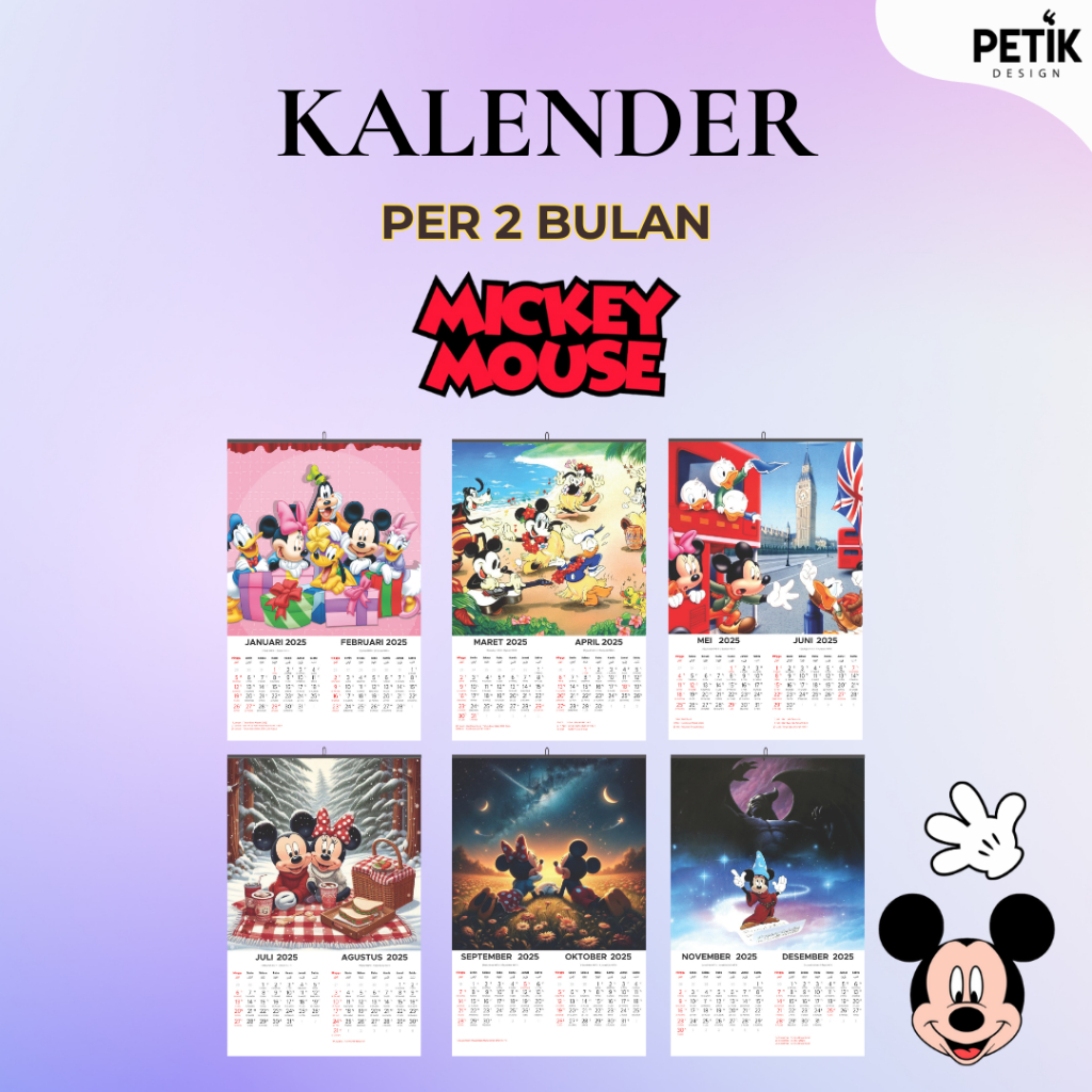 

Kalender Dinding Mickey Mouse 2025 6 Lembar Klem