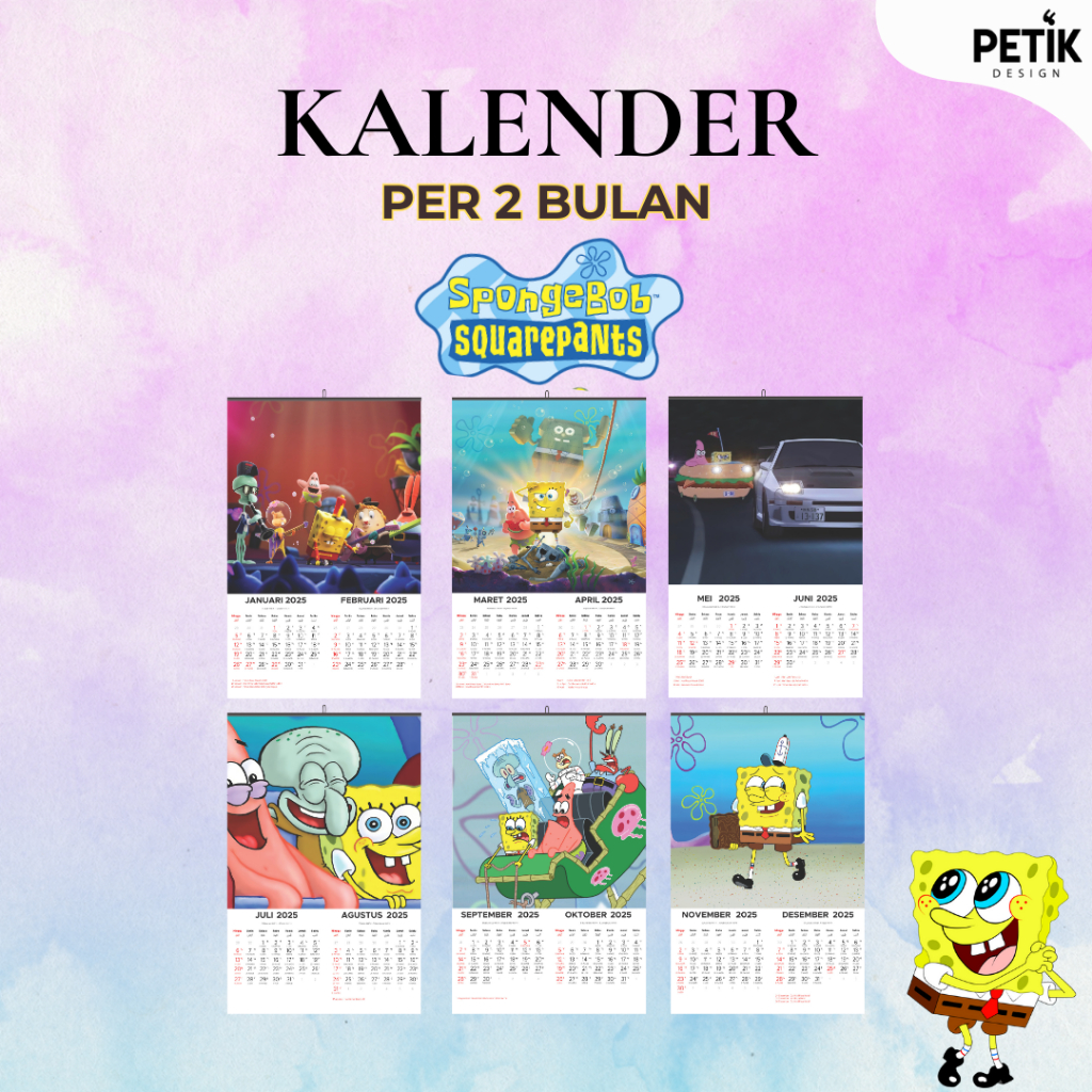 

Kalender Dinding Spongebob Squarepants 2025 6 Lembar Klem