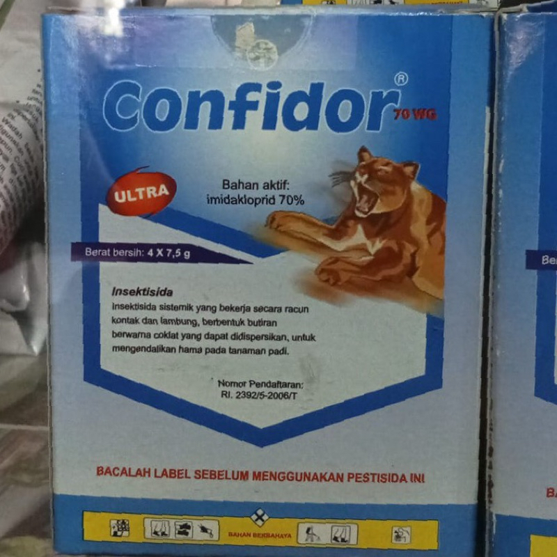 INSEKTISIDA CONFIDOR 70 WG ULTRA 7.5 GRAM 1 KOTAK/RACUN KONTAK LAMBUNG HAMA TANAMAN PADI 7,5GR ISI 4