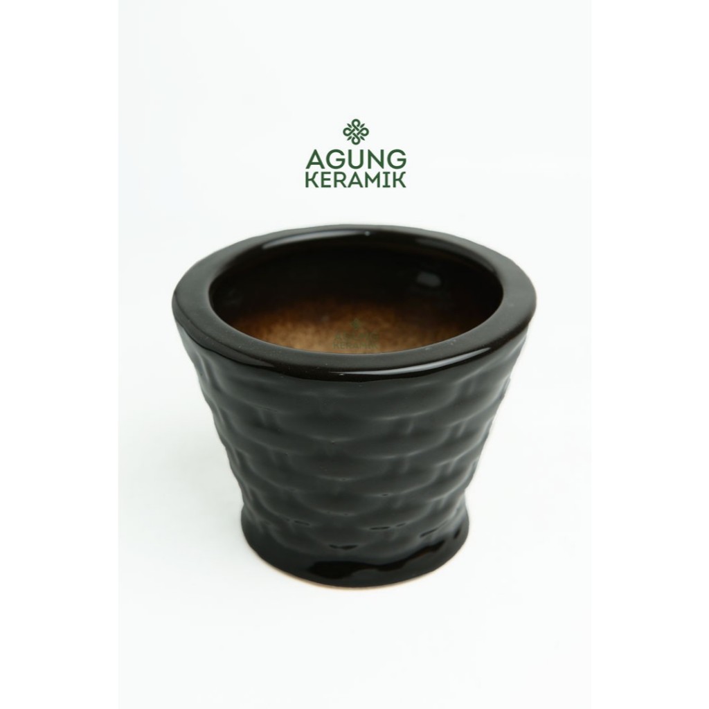 Pot Bunga Agung Keramik Motif Anyaman | Pot Tanaman Keramik